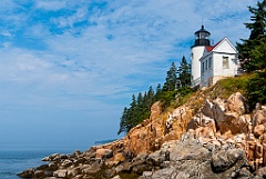 Bass Harbor Light Built Over Rocky Cliffs in Maine
